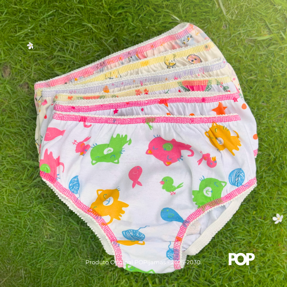 Kit Calcinha Infantil Atacado 100% Algodão Antialérgico Atacado Calçolinha Menina Estampada Colorida