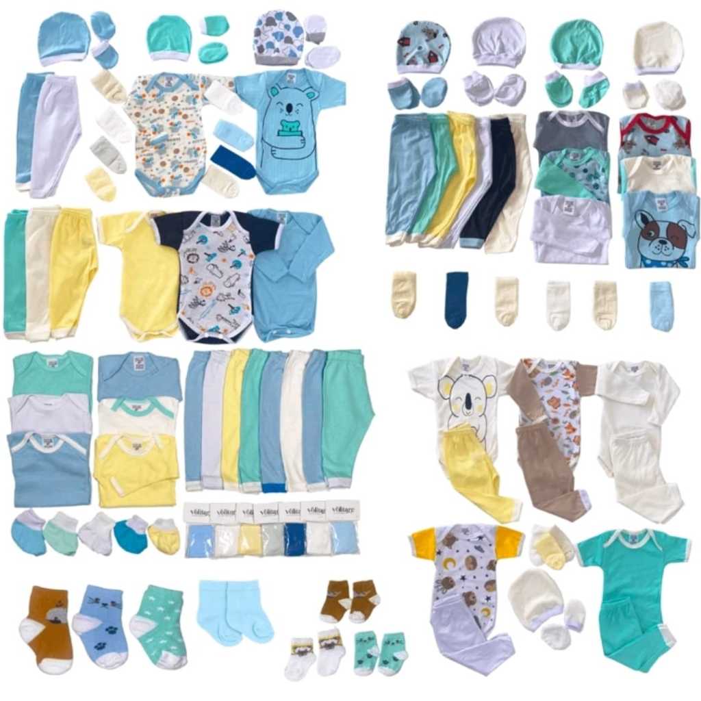 Kit enxoval bebê 34 peças enxoval bebê algodão