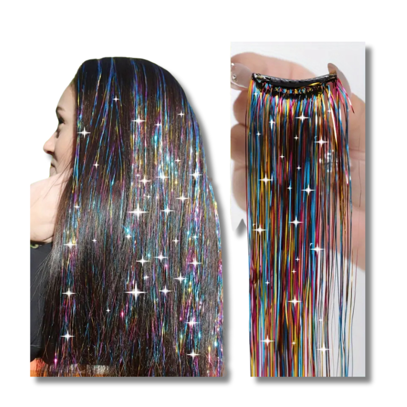 1 Fio tinsel hair, fio metálico extensão de brilho holográfico, sparkle 99 fios, fio gringo, acessórios para tranças