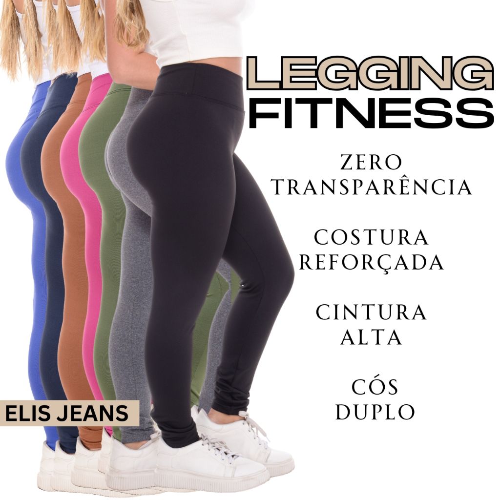Legging Feminina Cintura Alta Calça Leg Grossa Zero Transparência