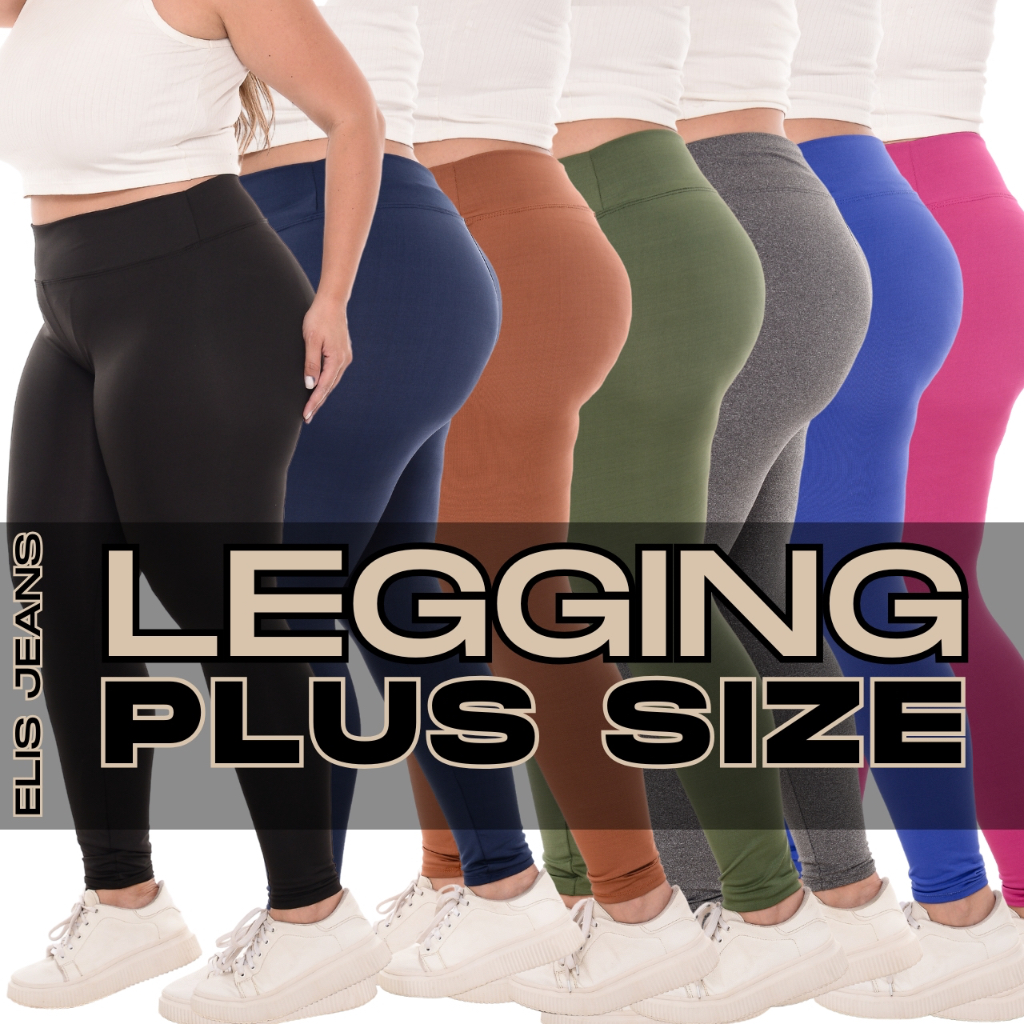 Calça Legging Plus Size Feminina Cintura Alta Leg Fitness Grossa