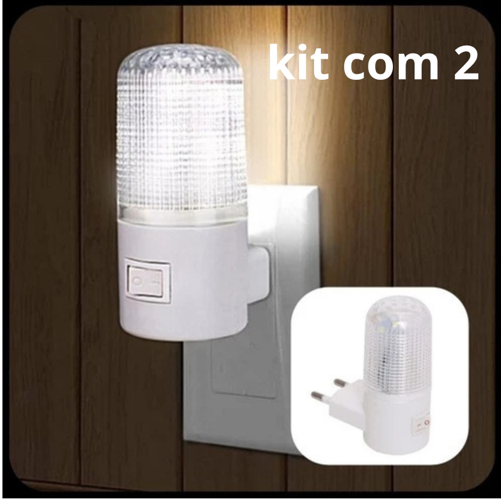Kit 2 Luminária  Led de Tomada Abajur Mini Luz Noturna Bivolt em Oferta na Shopee