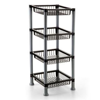 Fruteira de Cozinha Preta de Chão com Cesto Organizador Quadrado 4 Andares Empilháveis em Oferta na Shopee