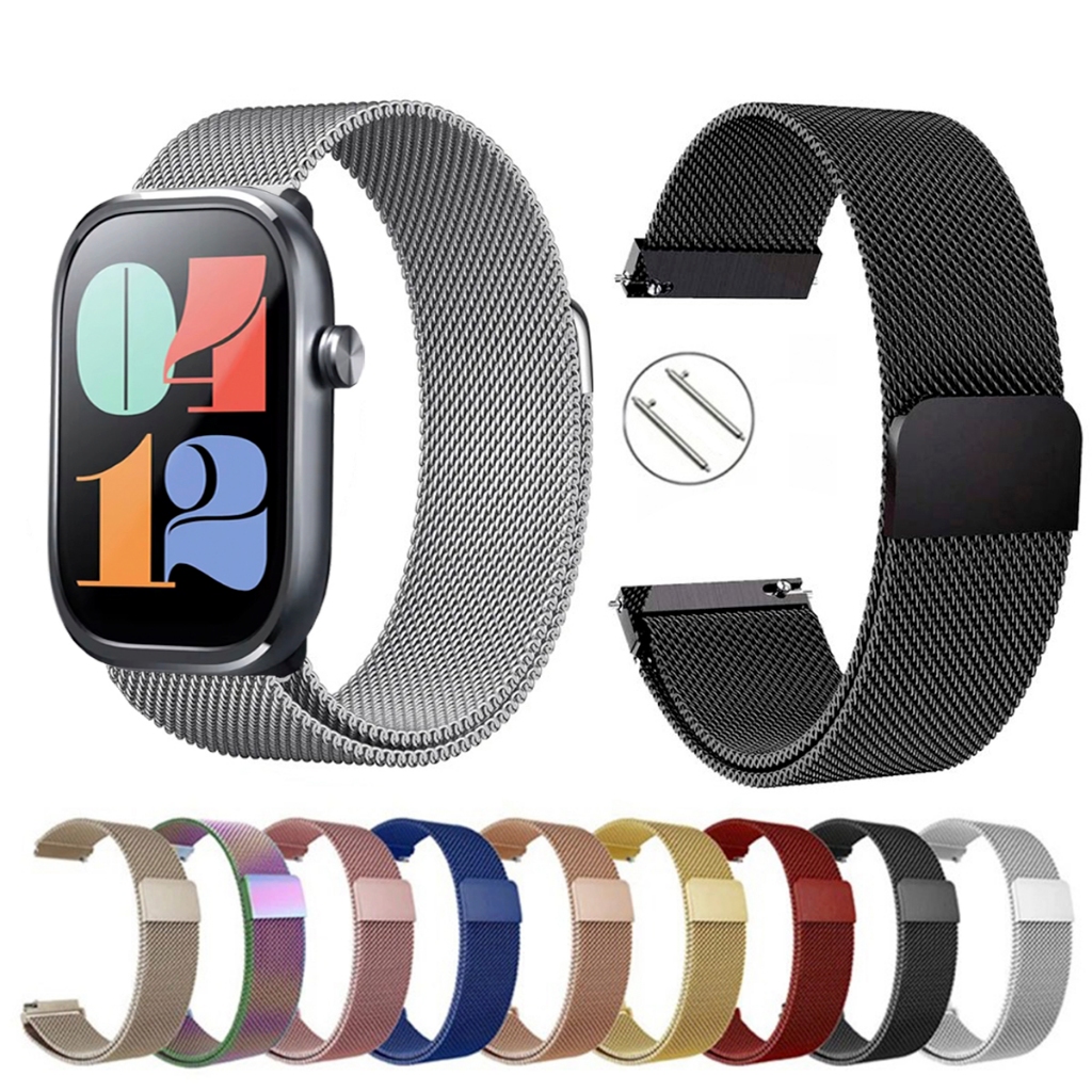 Pulseira de 22mm milanesa aço inox para Smartwatch Mibro Watch C4 de Engate Rapido