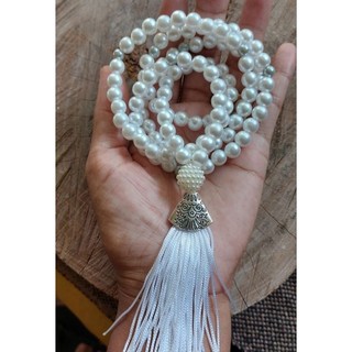 Japamala 108 contas perola ABS branco perolado