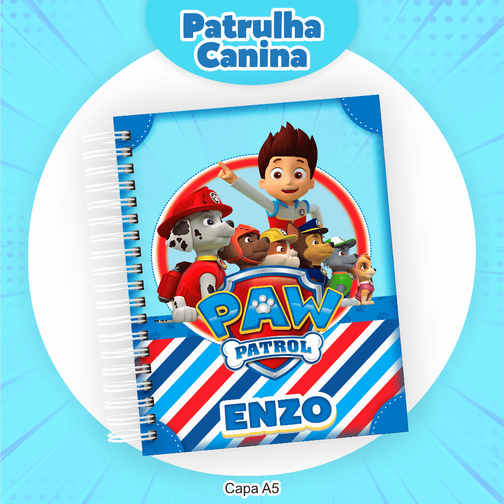Agenda Escolar Personalizada Patrulha Canina Capa Dura em Oferta na Shopee