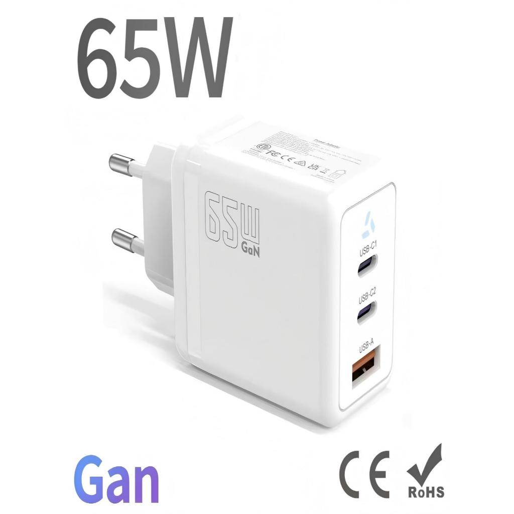 Kit Carregador Turbo Gan 65w 3 Porta 2 Usb C E Usb A