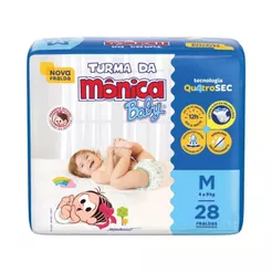 Fralda Infantil Turma Da Mônica Jumbo M Com 28 Unidades