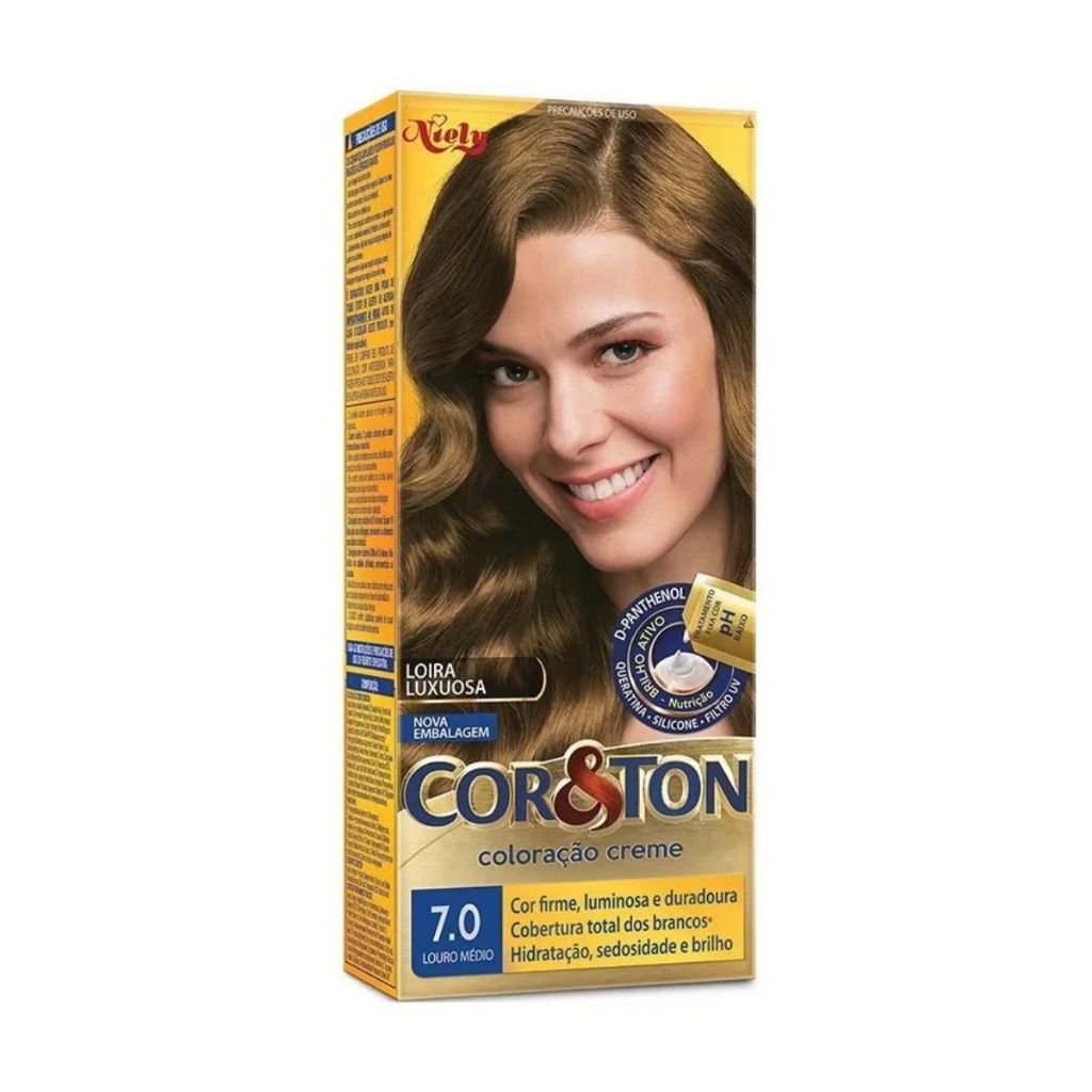 Tintura Cor&Ton Niely Mini Kit 7.0 Louro Médio em Oferta na Shopee