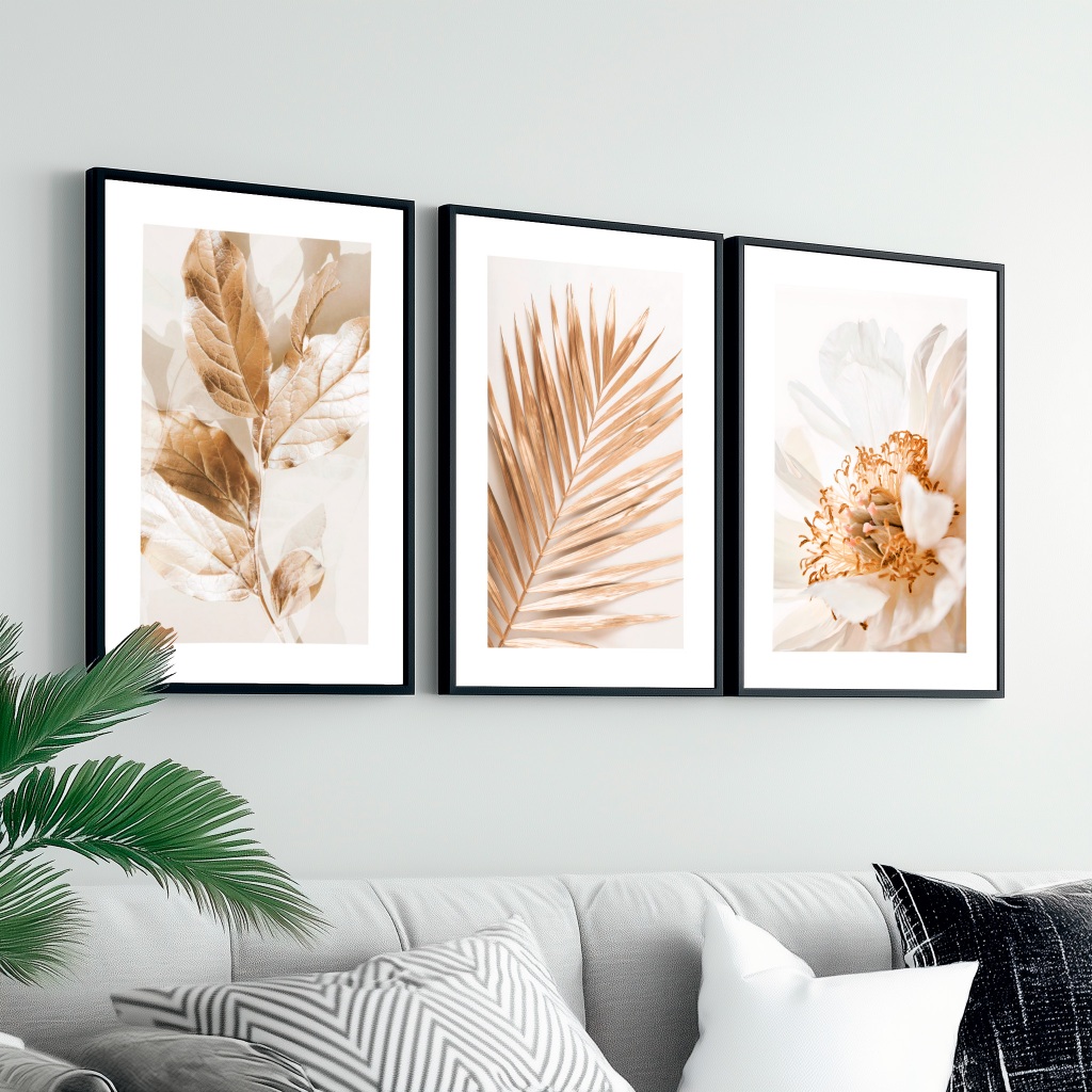 Quadro Decorativo Grande Sala Moldura Quarto Moderno Dourado — imagem 2 de 2