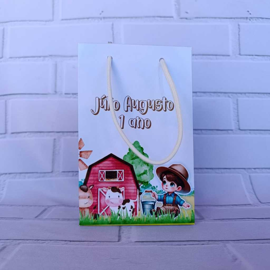 Sacolinha Personalizada fazendinha menino azul\sacolinha surpresa lembrancinha fazendinha azul