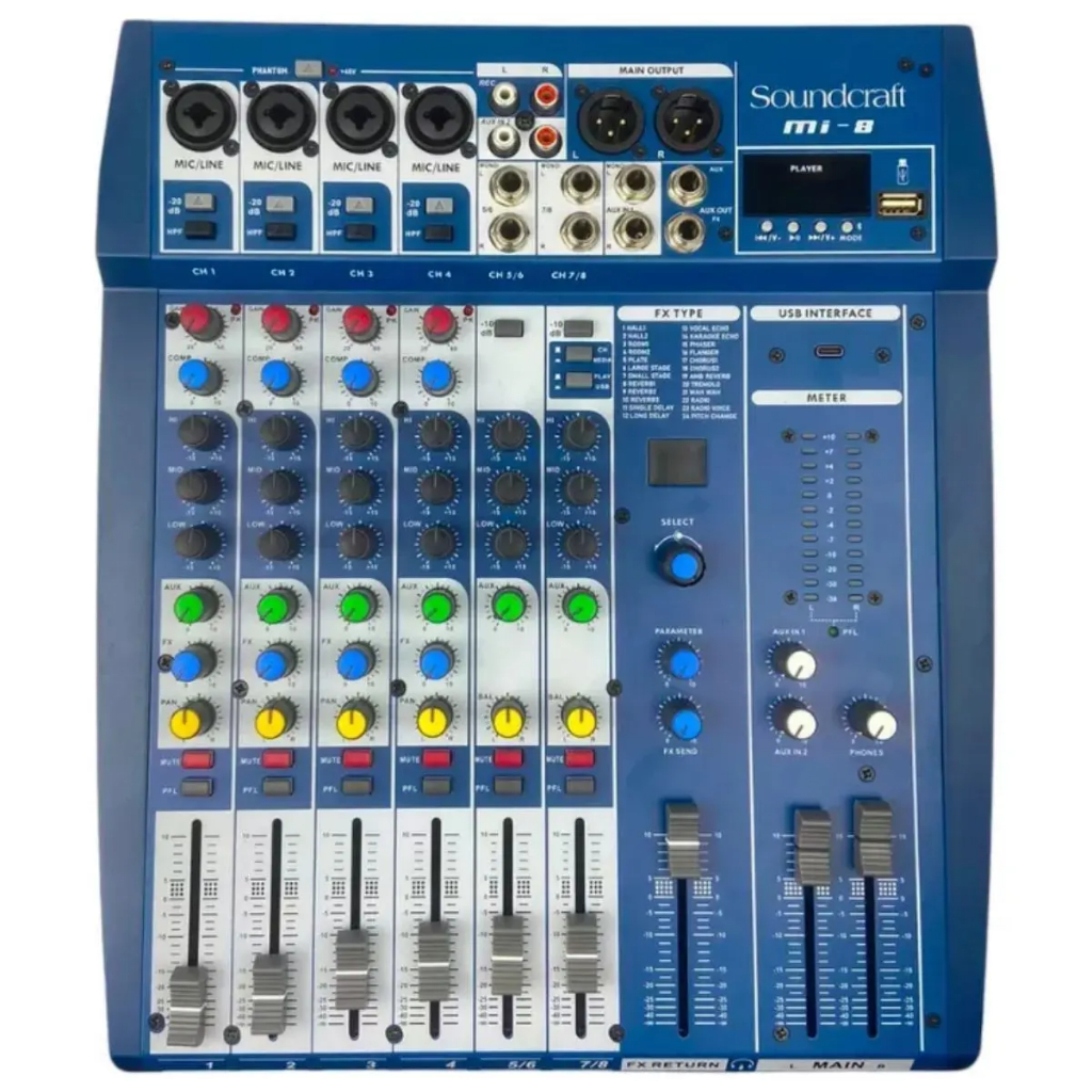 Mesa De Som Profissional Soundcraft 8 canais Mi-8 Series Console Original Mi8 Bluetooth USB em Oferta na Shopee