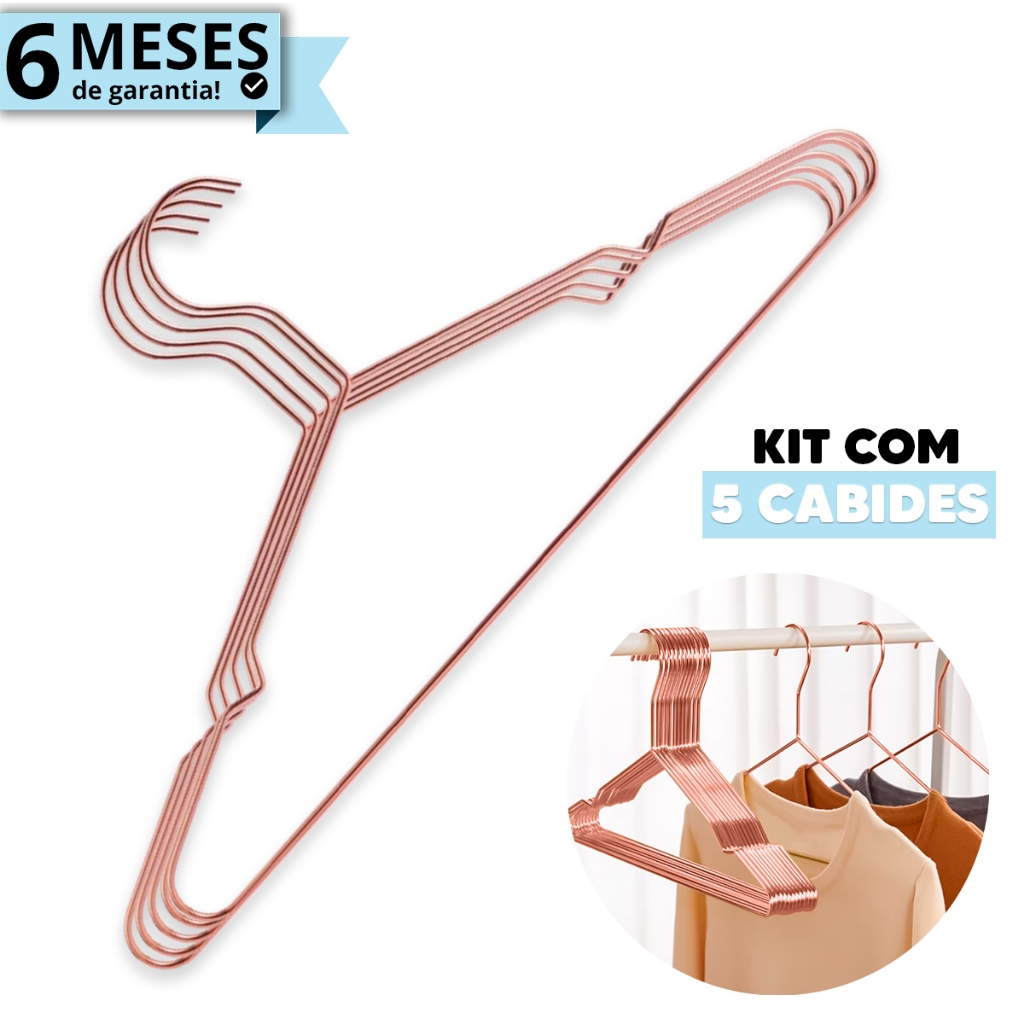 Kit 5 Cabide Adulto ou Infantil Metálico Dourado P/ Calça Roupa Vestido Aço Inoxidável Premium em Oferta na Shopee