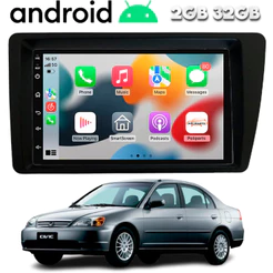 Central Multimidia Android Honda Civic 2001 a 2006 Gps Wifi Bluetooth Espelhamento