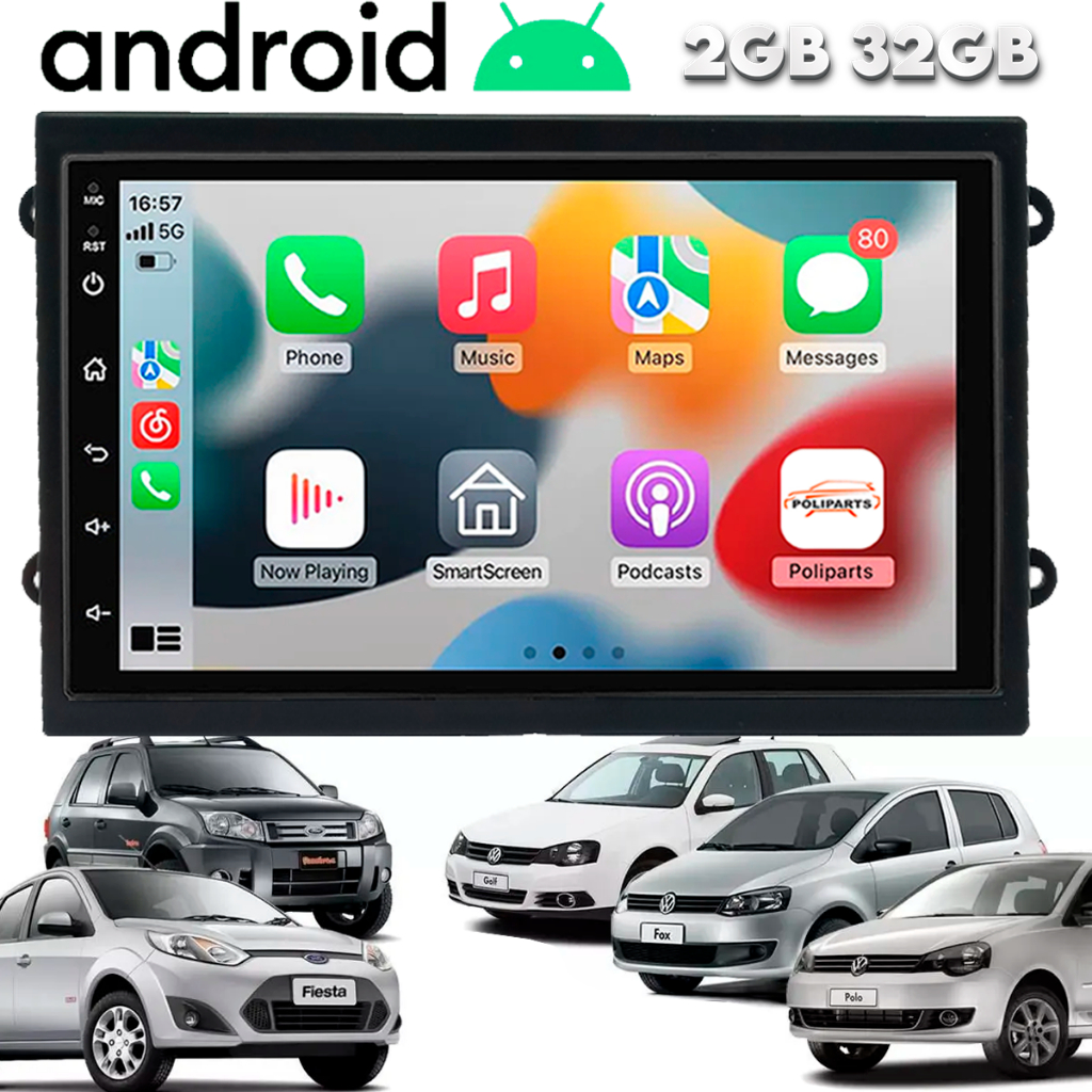 Central Multimidia Android Fiesta Polo Fox Golf Ecosport Wifi Bluetooth Gps Espelhamento 7 Polegadas em Oferta na Shopee