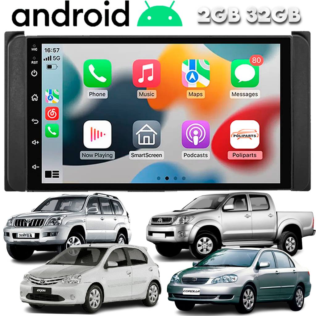Central Multimidia Android Toyota Corolla Hilux Etios Wifi Espelhamento Bluetooth Gps