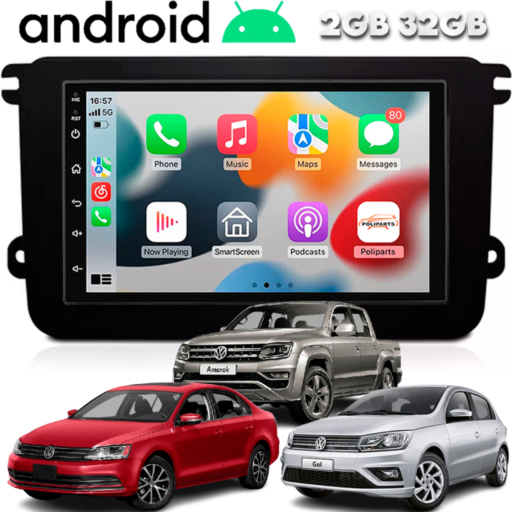 Central Multimidia Android Gol G7 G8 Jetta Amarok Carplay Espelhamento Wifi Gps