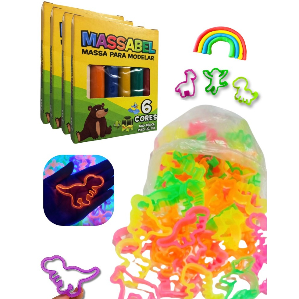 15 Cx Massinha de Modelar + 30 Forminha Molde Cortador Kit P/ Festa Lembrancinha Prenda Criança Novo em Oferta na Shopee