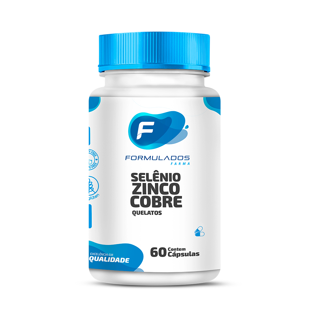 Selênio 100mcg, Zinco 30mg e Cobre 2mg Quelatos 60 Cápsulas
