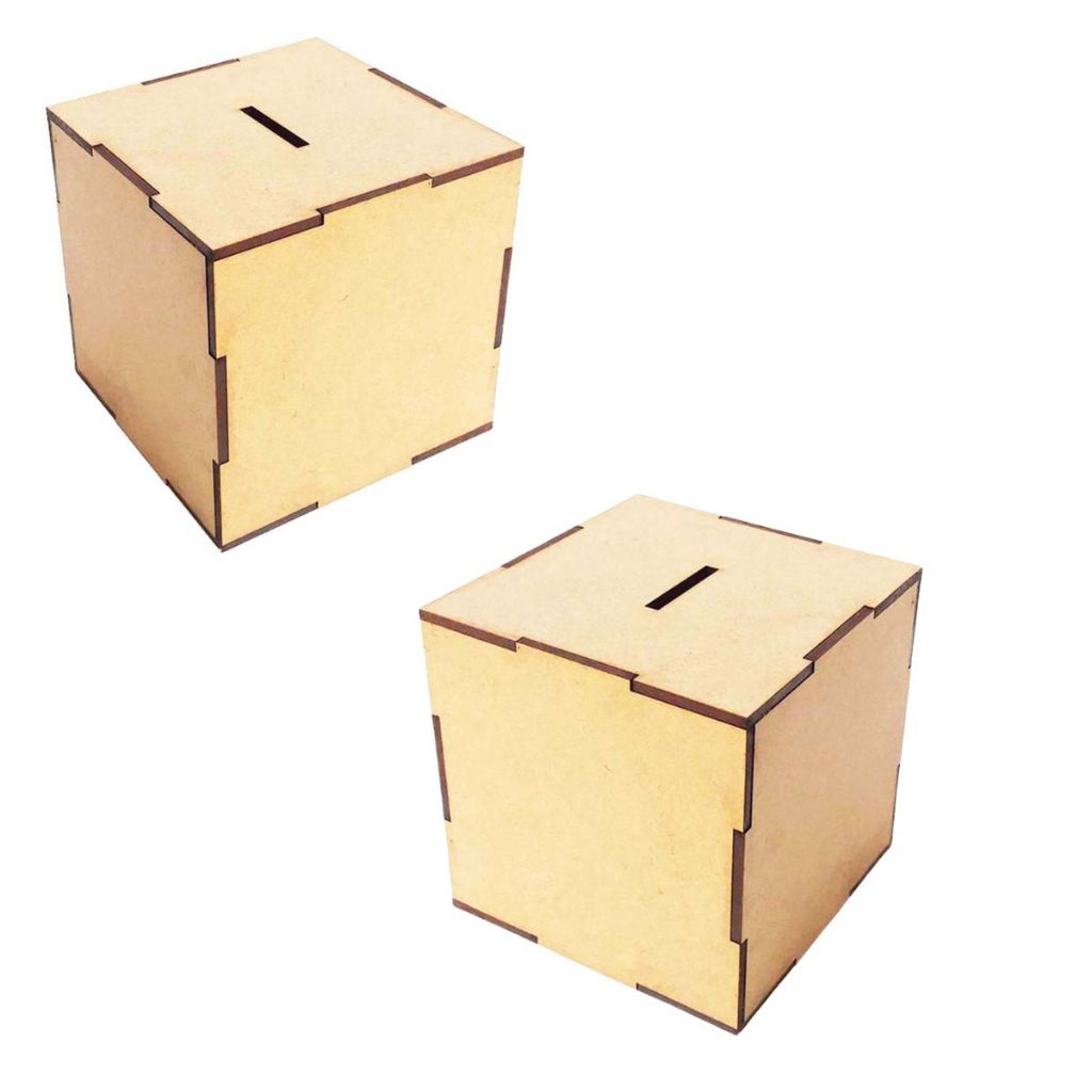 kit 15 Cubo Cofre Cofrinho 10 cm Mdf cru 3mm Lembrancinha festa aniversario porta moeda artesanato