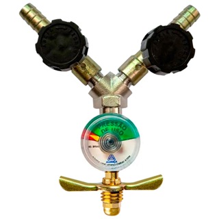 Registro Alta Pressão Duplo 5/16" Com Manômetro Para Botijão 13kg em Oferta na Shopee