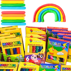 Kit 21 Brinquedos Massinha + Tinta Guache + Mini Giz +Colorir + Forminha Lembrancinha Festa Infantil