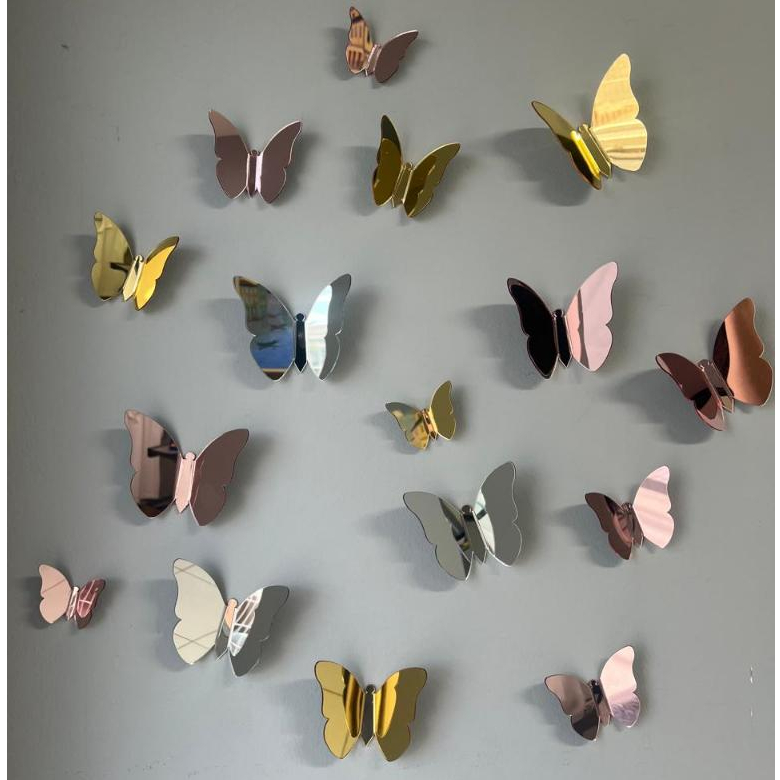 🦋KIT 10 Borboletas espelhadas 3D decoração de parede muito brilhantes efeito muito lindo