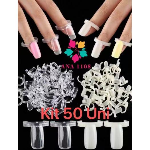 ANA1108 Kit 50/100 UNI Anel Mostruário para Esmaltes 50 Unidades Transparente/BRANCO