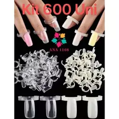 ANA1108 Kit 600 UNI Anel Mostruário para Esmaltes 50 Unidades Transparente/BRANCO