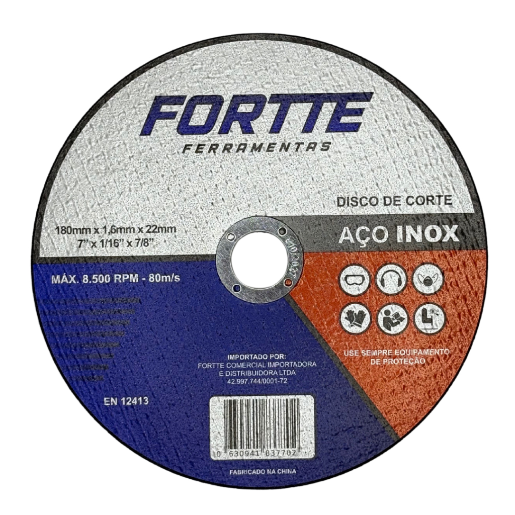 Kit 10 Discos De Corte Fino Inox ferro aço 180mm 7" polegadas Esmerilhadeira
