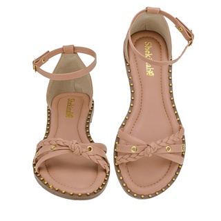 Rasteira Feminina Sandália Rasteira Shekinah Solado Tachas Cravos Cravejada Tiras Cruzadas Tranças em Oferta na Shopee