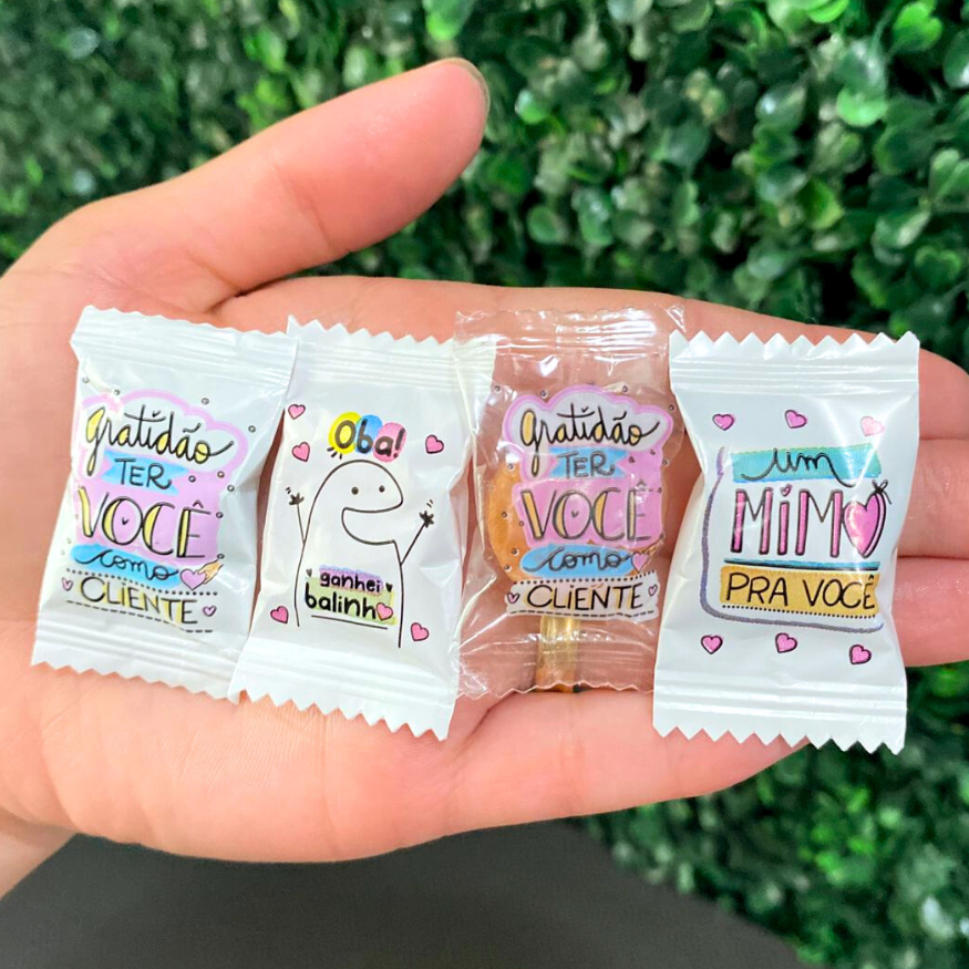 50 Balas Personalizada Mimo Para o seu Cliente ""Gratidão ter você como Cliente" - Envio Imediato em Oferta na Shopee