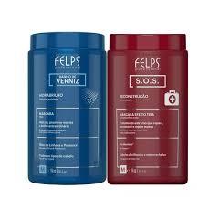 Kit Felps Xmix Cronograma Capilar Mascara SOS 1Kg + Mascara Banho de Verniz 1Kg