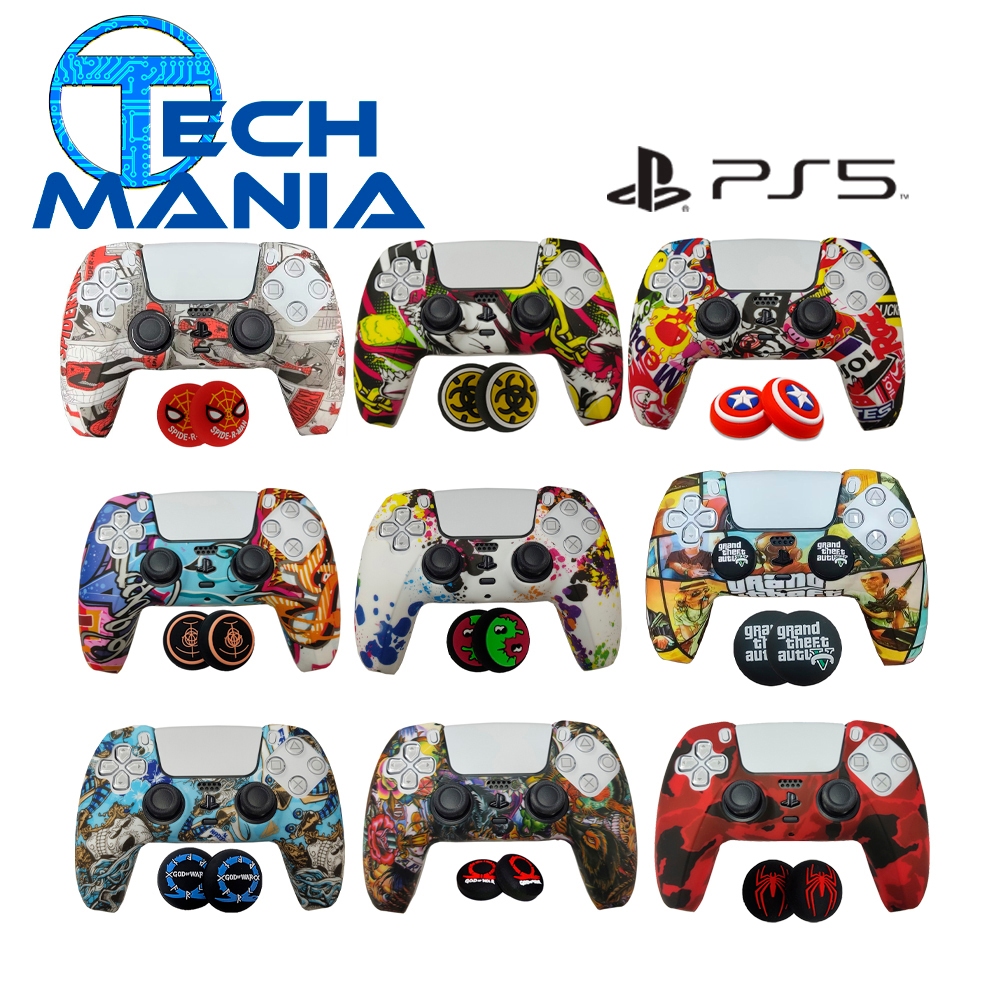Capa Case Ps5 de Silicone Personalizada COM PAR DE GRIP Controle Proteção Dualsense Ps5