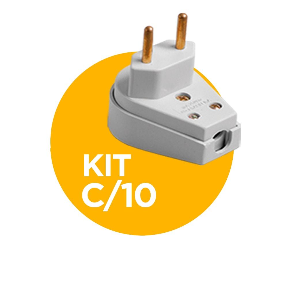 Pacote com 10 Tomadas 2 Pinos Macho Gigante 10A Ilumi em Oferta na Shopee