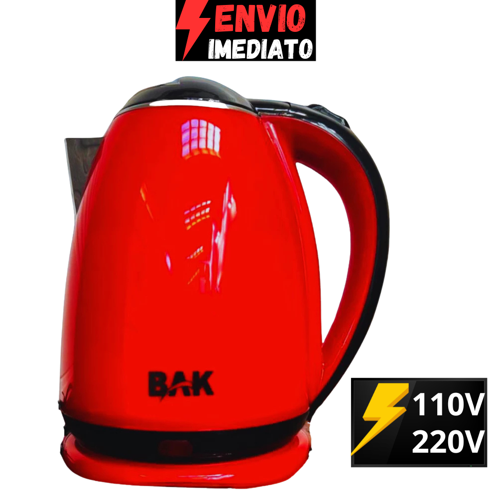 Chaleira Elétrica De Inox Premium Bak 1,8 Litros Vermelha Jarra Elétrica Café Chá Base Giratoria