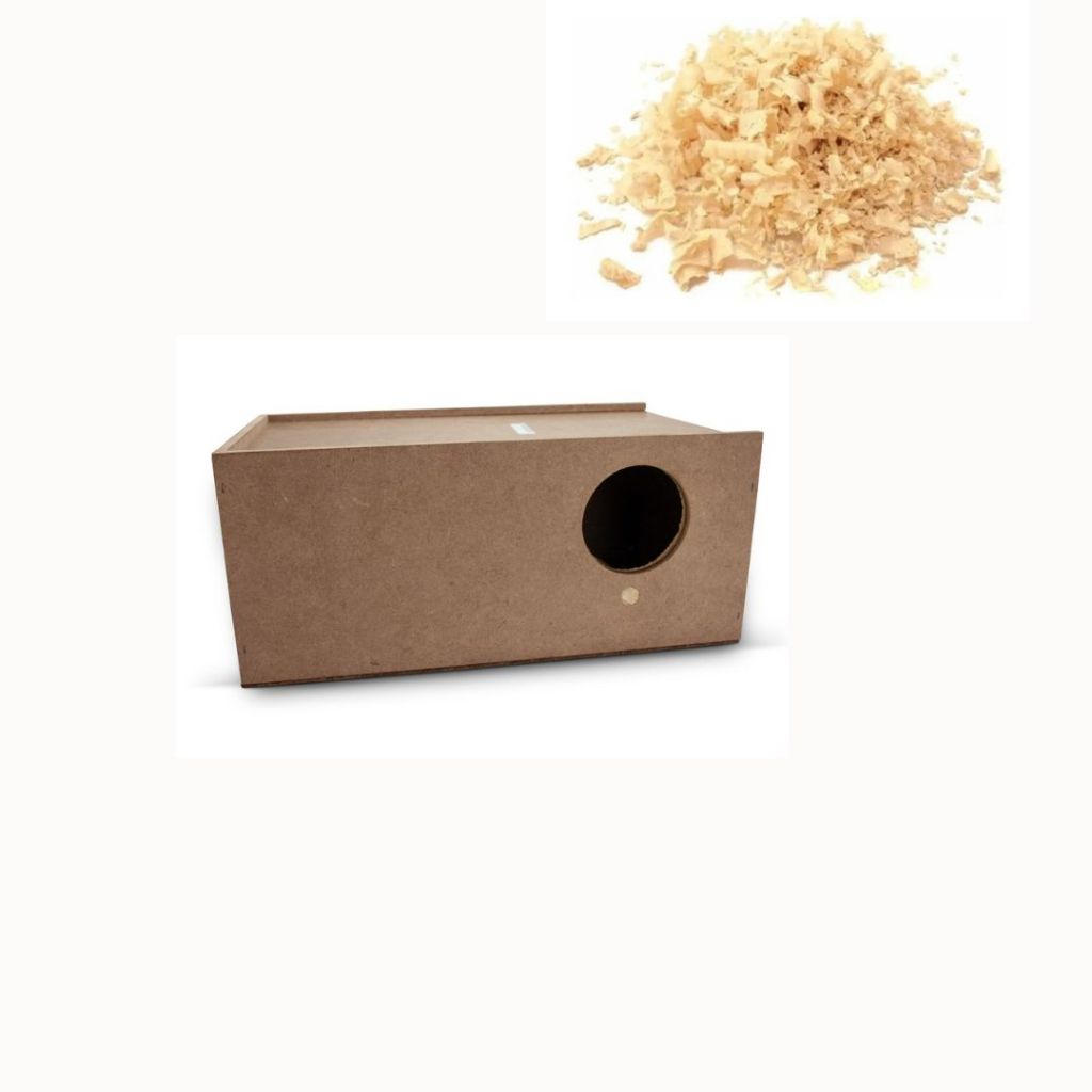 Ninho de Madeira MDF Para Periquito Australiano Agapornis Pássaros Exóticos + Serragem