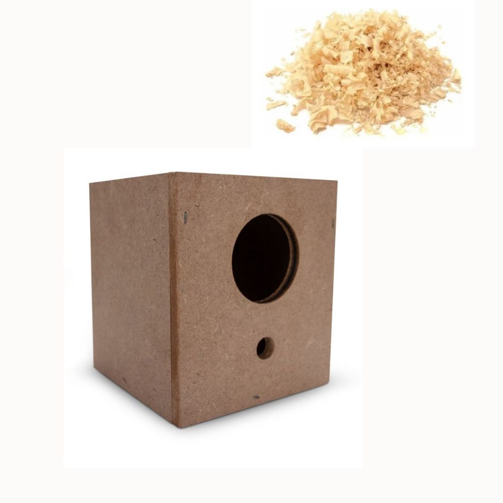 Ninho De Madeira MDF Para Pássaros Aves Manon Mandarim Diamante Gold Gaiola Criadeira