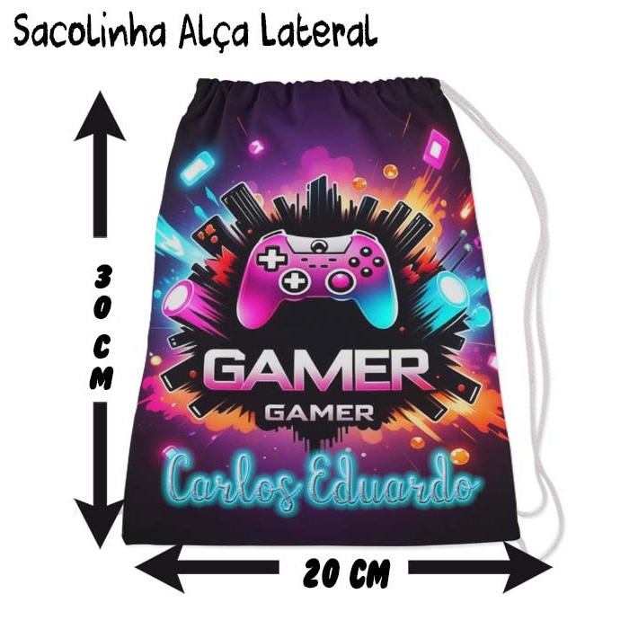 Kit Mochilinha Sacolinha Mochila Saco Sacochila Saquinho Lembrancinha Brinde Aniversario Personalizadas GAME
