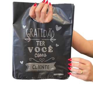 Sacolinha Gratidão Ter Vocês como Cliente 20x30, 30x40 e 40x40 Sacola Plástica Boca de Palhaço Estampada Para Lojas em Oferta na Shopee