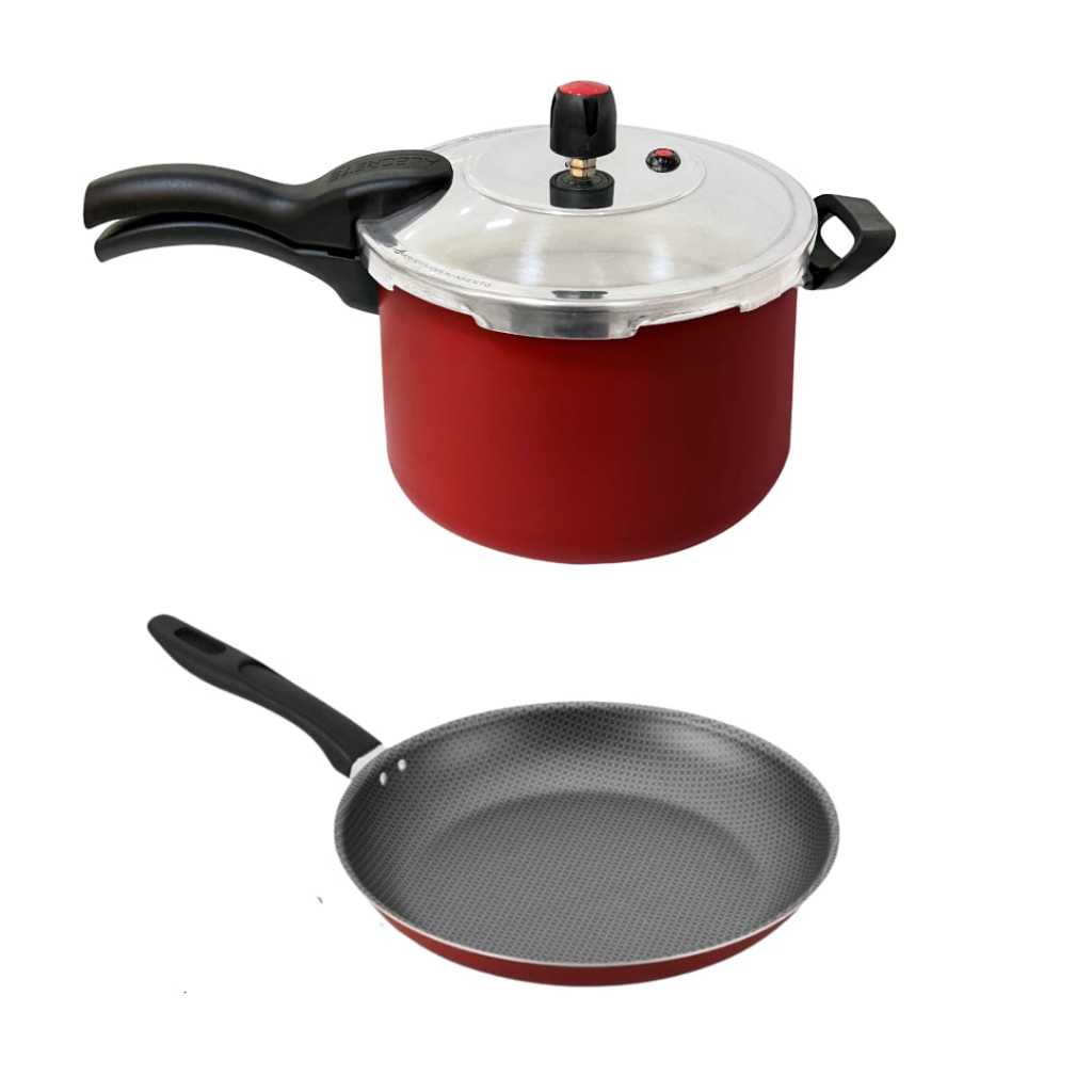 Panela de Pressão 4,5l Antiaderente + Frigideira Panquequeira Tapioca