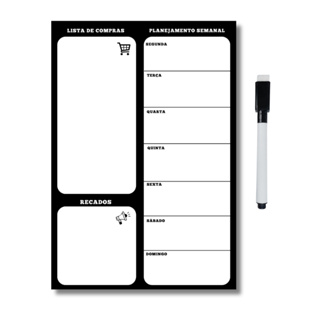 Planner Magnético Lousa Lembrete Imã Geladeira Porta Recados Anotação Semanal Mensal em Oferta na Shopee