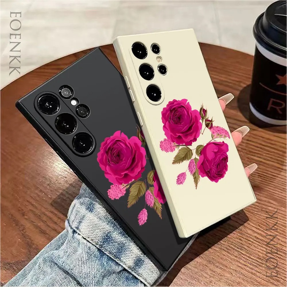 Capinha Capa Para S23 Ultra Rosas Rosa Floral Florida Silicone Case Anti Impa Orig Prot Came Pelic