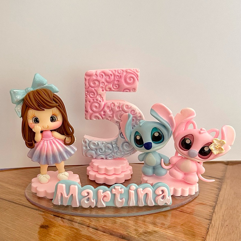Topo de bolo vela Stitch e Angel Baby em Oferta na Shopee