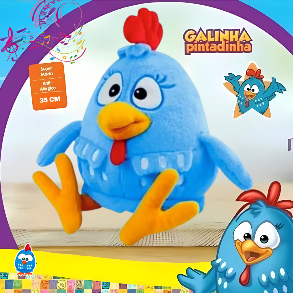 Pelúcia Galinha Pintadinha Musical  35 CM Brinquedo Presente Envio imediato em Oferta na Shopee