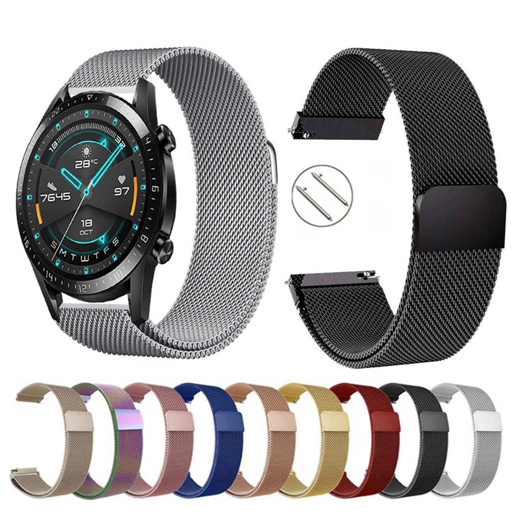Pulseira de 22mm milanesa aço inox para Smartwatch Huawei Watch GT2 46MM de Engate Rapido