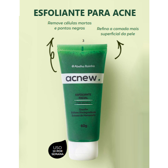Acnew Esfoliante Facial Para Pontos Negros Pele Acneica Abelha Rainha