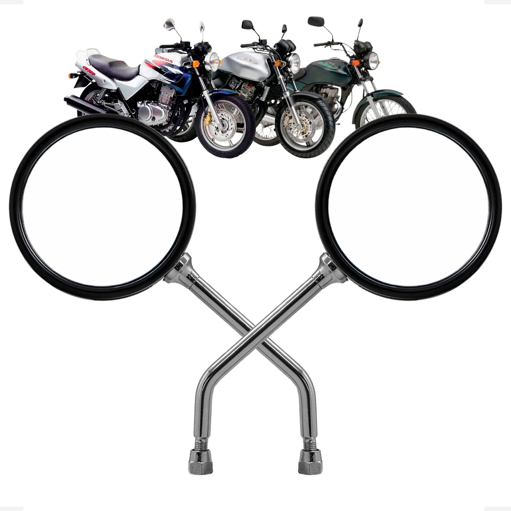Par De Retrovisor Da Cb 500 Cromado Modelo Antigo Espelho Lente Convexa Hornet Rosca Honda