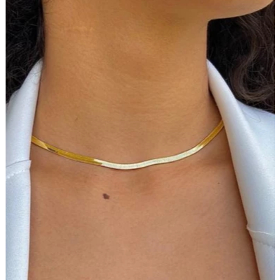 Colar Choker Laminada Folheada Dourado