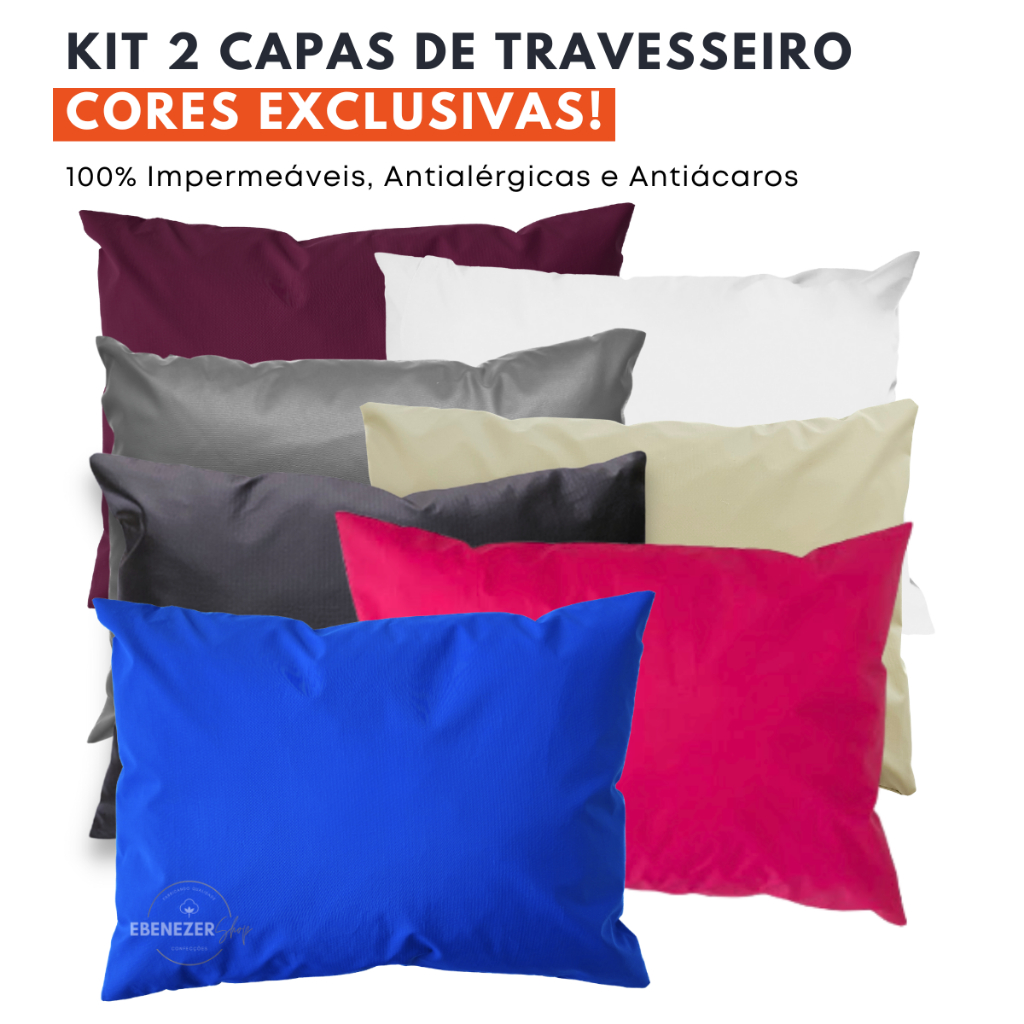 Kit 2 Capa Protetora de Travesseiro Impermeável Fronha Anti-ácaro, Antialérgico Antimofo Silenciosa em Oferta na Shopee